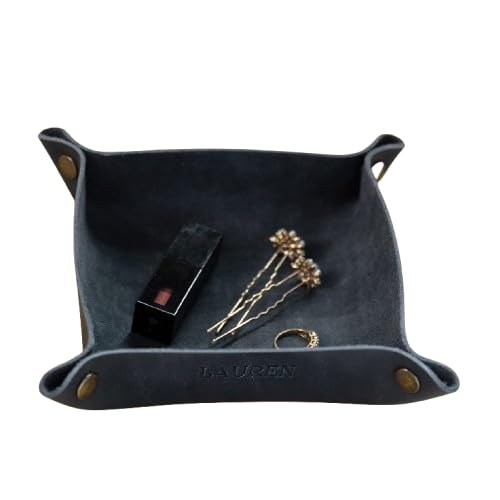 Personalized Leather Valet Tray | 100% Genuine | Custom Name | Made in USA