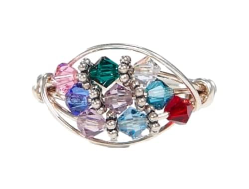 Personalized Sterling Silver Mother's Birthstone Ring for Moms