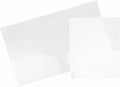 Heavy Duty Plastic 3 Hole Punch Pocket Folders - Clear - 48 Pack