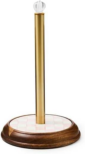 Unique Wood Paper Towel Holder with Pink-and-White Design