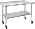 HARDURA Stainless Steel Table 24 x 48 Inches with Wheels for Prep