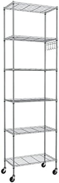 Himimi 6-Tier Wire Shelving Unit with Wheels - Adjustable Metal
