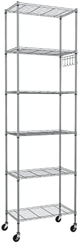 Himimi 6-Tier Wire Shelving Unit with Wheels for Smart Storage