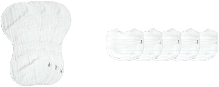 Organic Cotton Muslin Burp Cloths & Bibs Bundle for Babies