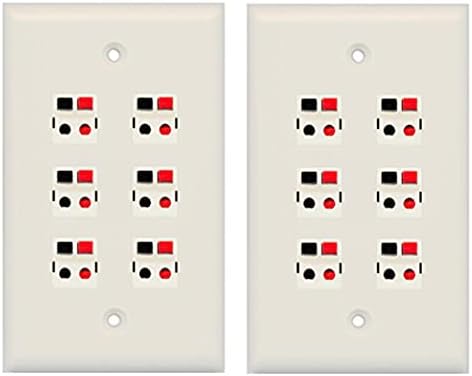 RiteAV 6 Port Speaker Jack Wall Plate for Home Theater