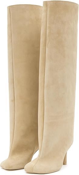 Knee High Boots for Women Faux Suede Wide Calf Stylish Design