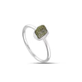 Natural Moldavite Rough Ring 925 Sterling Silver - Handmade Statement