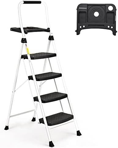 SocTone 4 Step Ladder - Sturdy Folding Step Stool for Home Use