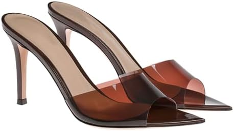 Women's Clear Pointed Open Toe Stiletto Heel Slide Sandals