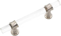Clear Glass Cabinet Drawer Handles 10 Pack 3 in Hole Center - Brushed