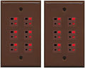 RiteAV 6 Port Speaker Jack Wall Plate - Brown 2 Pack
