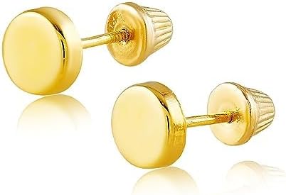 Hoberta Real 14k Solid Round Yellow Gold Tiny Circle Studs