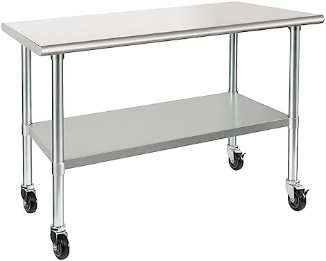 HARDURA Stainless Steel Table with Wheels for Commercial Use