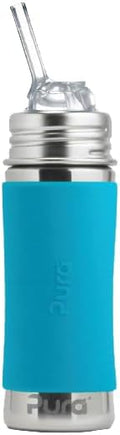Pura Kiki 11oz Stainless Steel Straw Bottle New Aqua - Plastic-Free