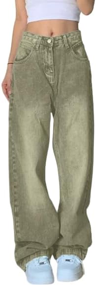 Vintage Wide Leg Denim Jeans for Women - Casual Baggy Trousers