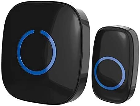 Wireless Doorbell Set - Easy Install, LED Flash, Black