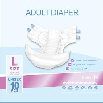 Large Adult Incontinence Diapers: 10pk, Maximum Comfort
