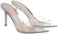 Women Clear Pointed Open Toe Stiletto Slide Sandals - Elegant