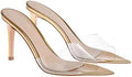 Clear Pointed Open Toe Stiletto Heel Slide Sandals - Transparent Strap