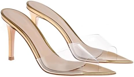 Women'S Clear Pointed Open Toe Stiletto Heel Slide Sandals