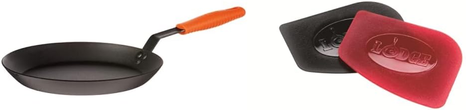 Lodge Carbon Steel Skillet 12in with Durable Pan Scrapers Set