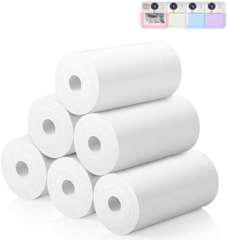 BOFIDAR Kids Instant Print Camera Paper - 6 Rolls Refill Set, Coreless Thermal, Compatible with Printers