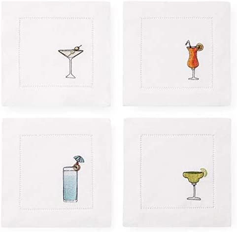 Sferra Embroidered Cocktail Napkins - Luxe Set of 4