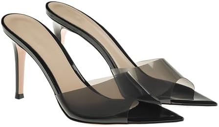 Women'S Clear Pointed Open Toe Stiletto Heel Slide Sandals