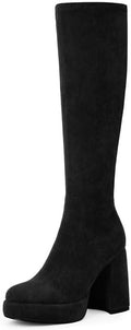 Platform Knee High Boots for Women - Chunky Heel Comfort Clothing