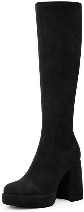 Platform Knee High Boots for Women with Chunky Heel Design