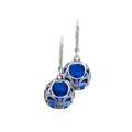 Handmade Vintage Lace Leverback Earrings - Reclaimed Cobalt Glass