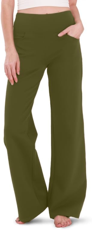 Houmous Wide Leg Pants Women Cotton Yoga Pants with Pockets
