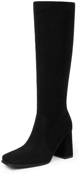 Knee High Boots Women Chunky Heel Square Toe Tall Boots Review