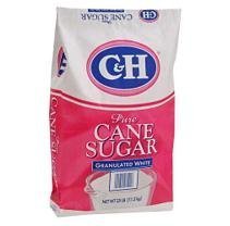 C&H Pure Cane Granulated White Sugar - 25 lb Bag for Baking