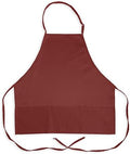 KNG Burgundy 3 Pocket Adjustable Bib Apron Pack of 6 - Durable Utility