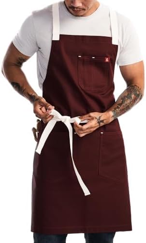 Hedley & Bennett Crossback Chef Apron with Pockets in House Red