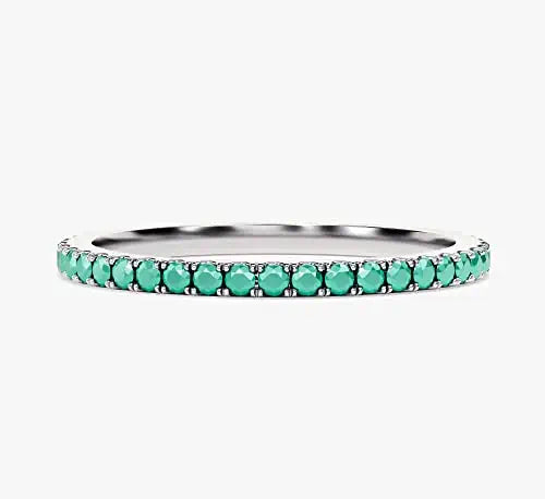 14k Solid Gold Turquoise Wedding Band for Women in Various Colors