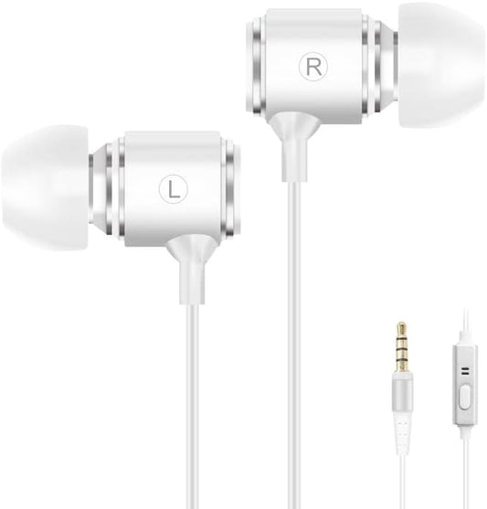 Extra Long Cord Earphones for PC TV - White