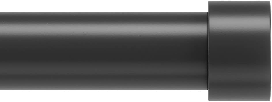 Extendable 66-120 Drapery Rod Set, 2 Finials, Brackets & Hardware, Brushed Black