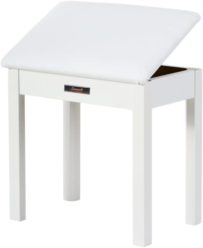 Solid Wood Piano Bench with Storage and Padded Cushion