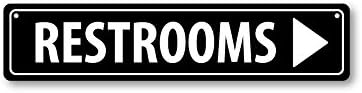 GRX1277 Aluminum Restroom Sign 18 in x 4 in with Arrow