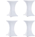 Tina's 4 Pack Spandex Cocktail Table Covers White 30x42 in - Fitted