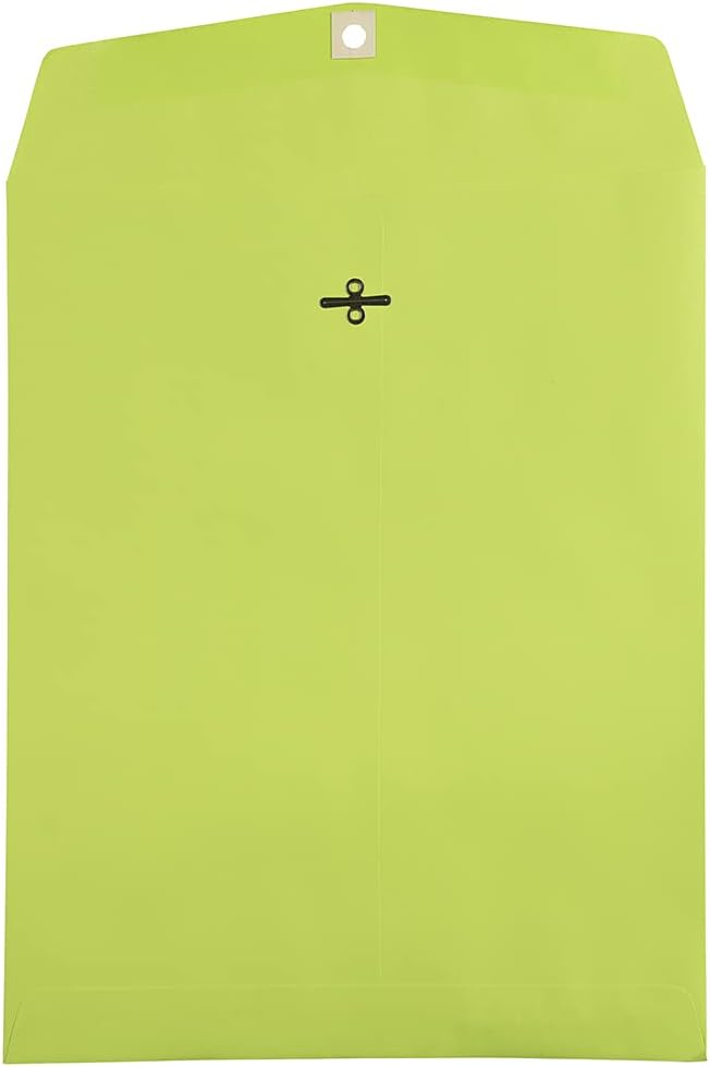 JAM PAPER 10 x 13 Open End Colored Envelopes - Ultra Lime Green