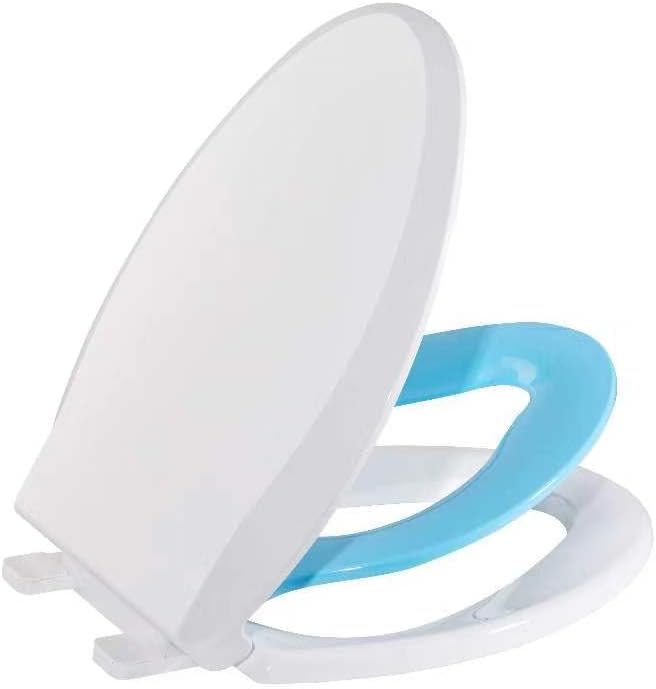 Elongated Toilet Seat with Built in Potty Training Seat for Kids