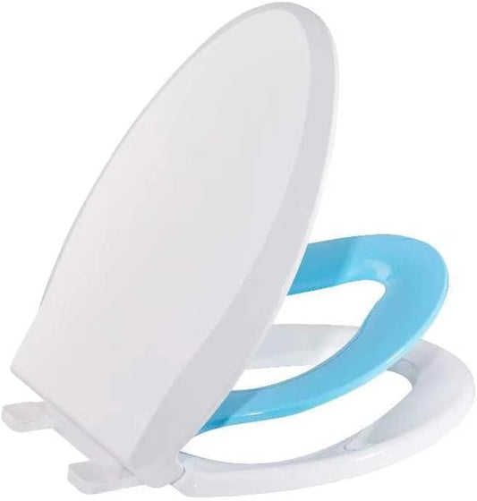 Elongated Toilet Seat with Built in Potty Training Seat for Kids