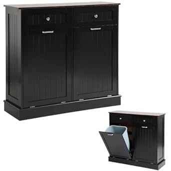 KIGOTY Dual Kitchen Tilt Out Trash Can Cabinet for Stylish Storage