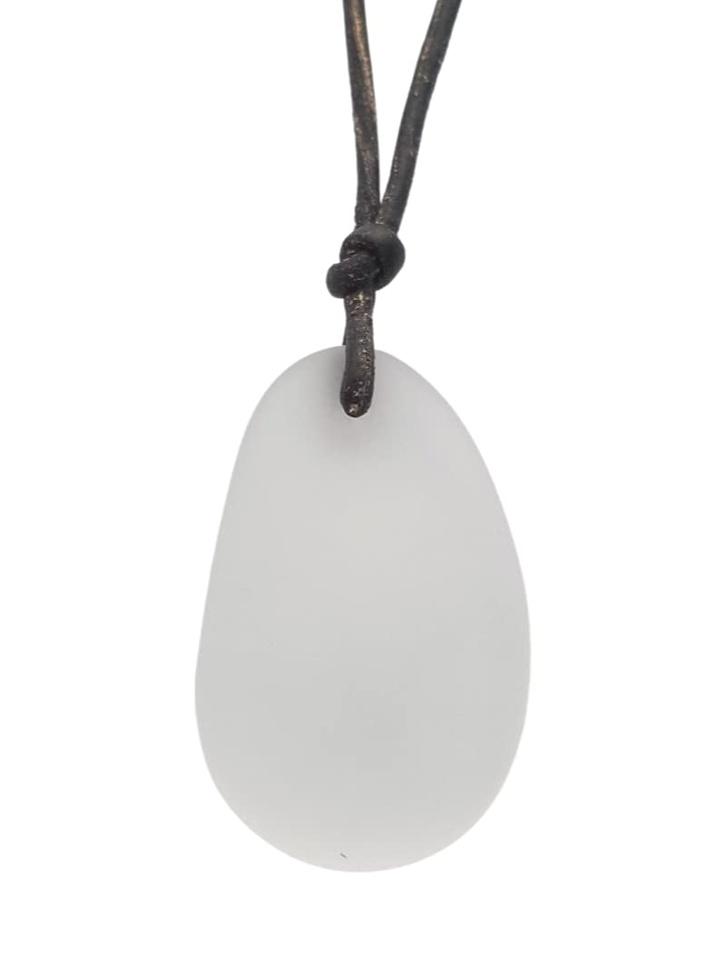 Yinahawaii Handmade Leather Cord Large Oval Sea Glass Necklace