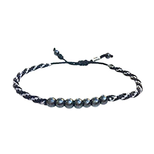 Hematite Beaded Sailor Rope Bracelet for Men Women Kids