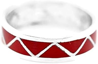 Genuine Coral Band Ring in Sterling Silver, Unisex Design