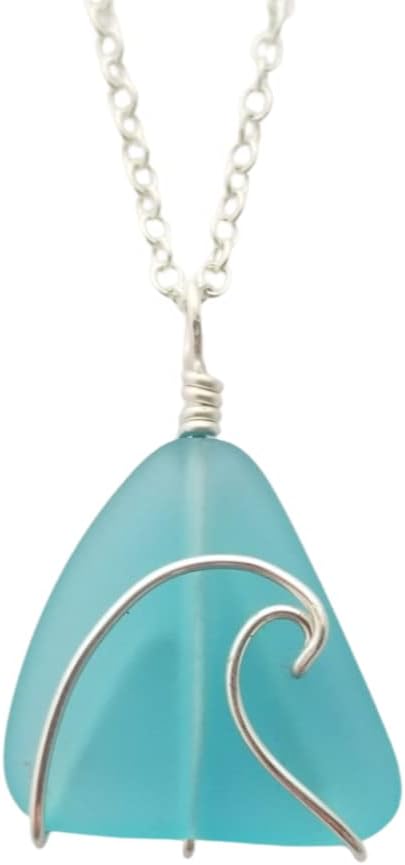 Handmade Ocean Wave Sea Glass Necklace for Unique Gifts